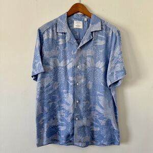 Baird McNutt Murano Camp Collar Shirt Linen Lyocell Floral Print Short Sleeve